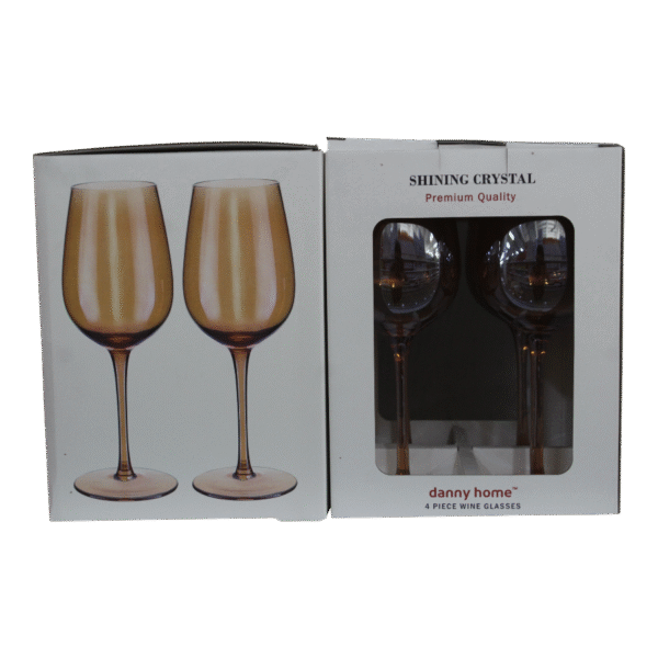 Set de 4 copas vino ámbar vidrio