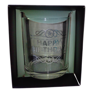 Copa conmemorativa feliz cumpleaños vidrio.