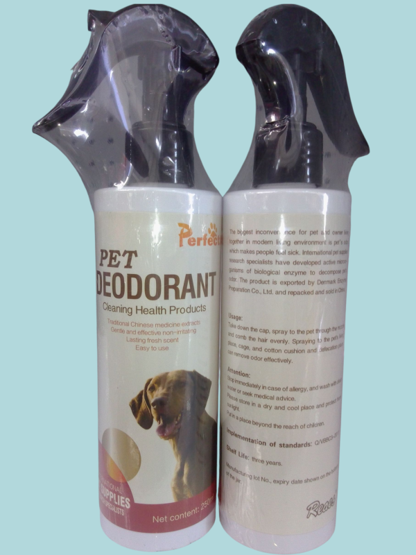 Spray deodorante para mascotas.
