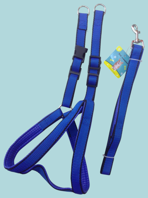 Pechera ajustable con correa para mascotas.