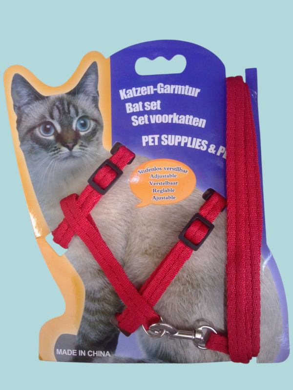 Pechera y correa para pasear gato.