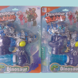 Pistola de dinosaurio lanza burbujas.