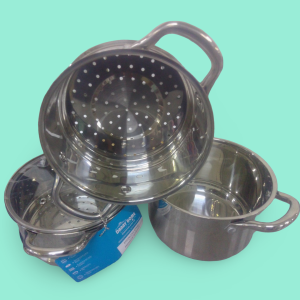 Set de 3 ollas de cocina.