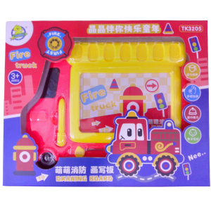 Pizarra en forma de camión bombero.