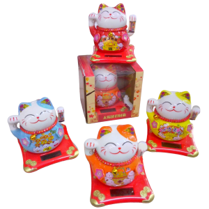 Adornos de decoración gato de la suerte de porcelana.