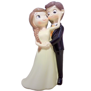 Adornos de novios abrazados.