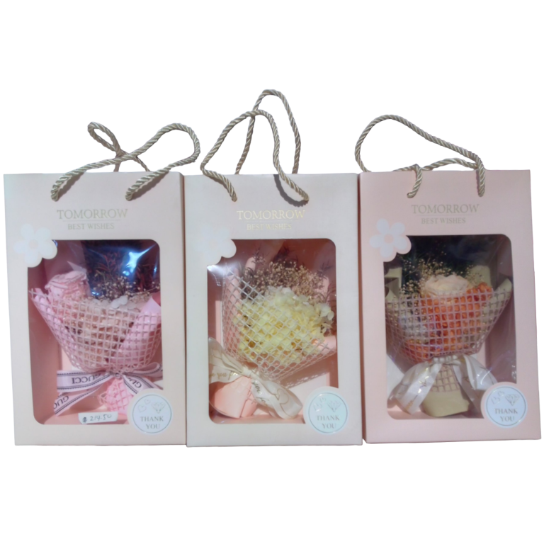 Carlita con ramillete de flores. TOMORROW BEST WISHES.