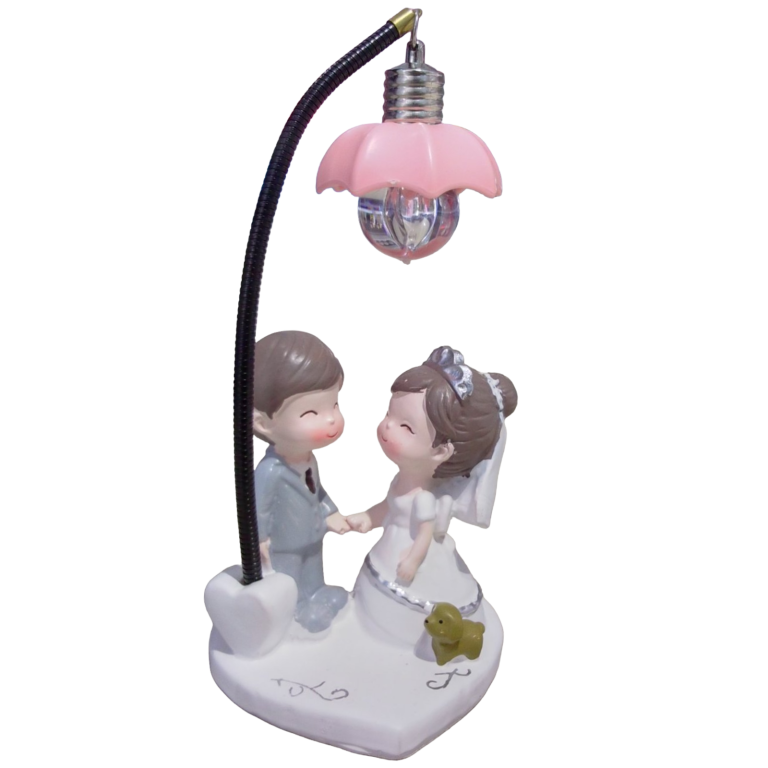 Adorno de porcelana, lámpara de pareja de novios.