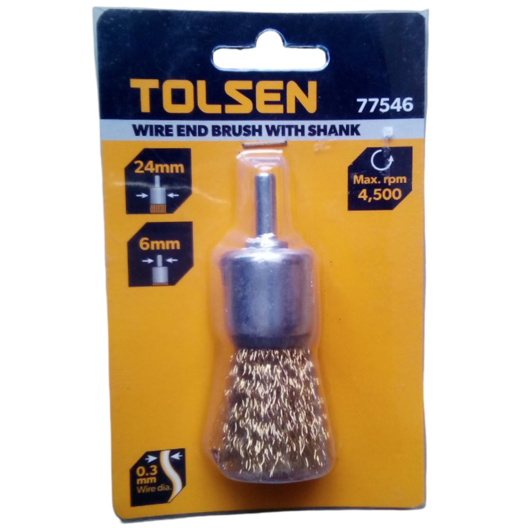 Cepillo de acero redondo, para taladro. Marca TOLSEN.