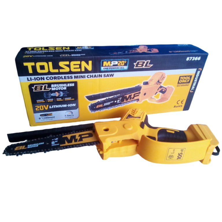 Motosierra inalámbrica. Marca TOLSEN.