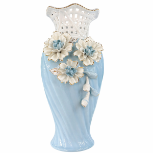 Jarrón Celeste Floral Decorativo