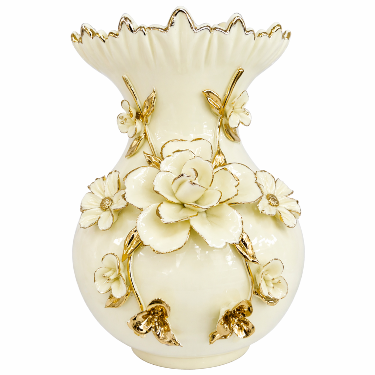 Jarrón Marfil Floral Premium