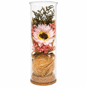 Flor eterna con luz led en cúpula