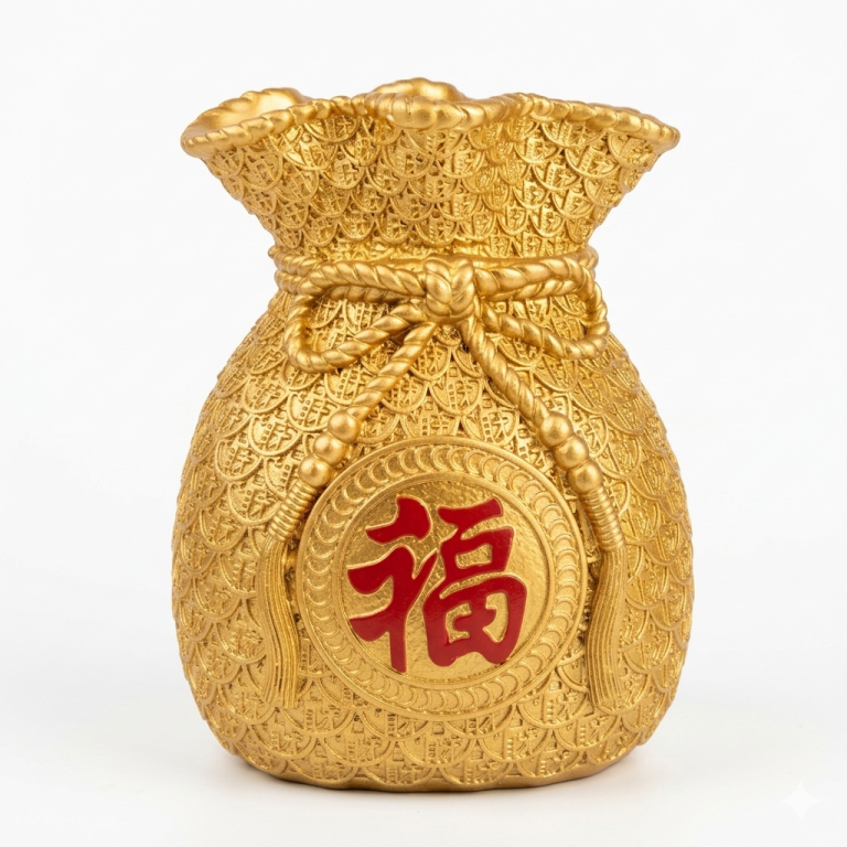 Jarrón Fortuna Dorada Oriental