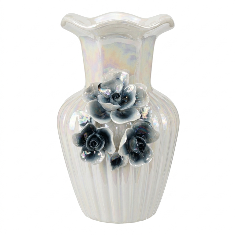 Jarrón Floral Azul Elegante