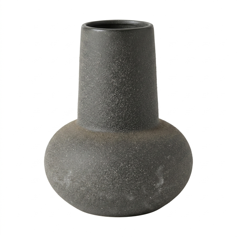 Jarrón Minimalista Gris Oscuro