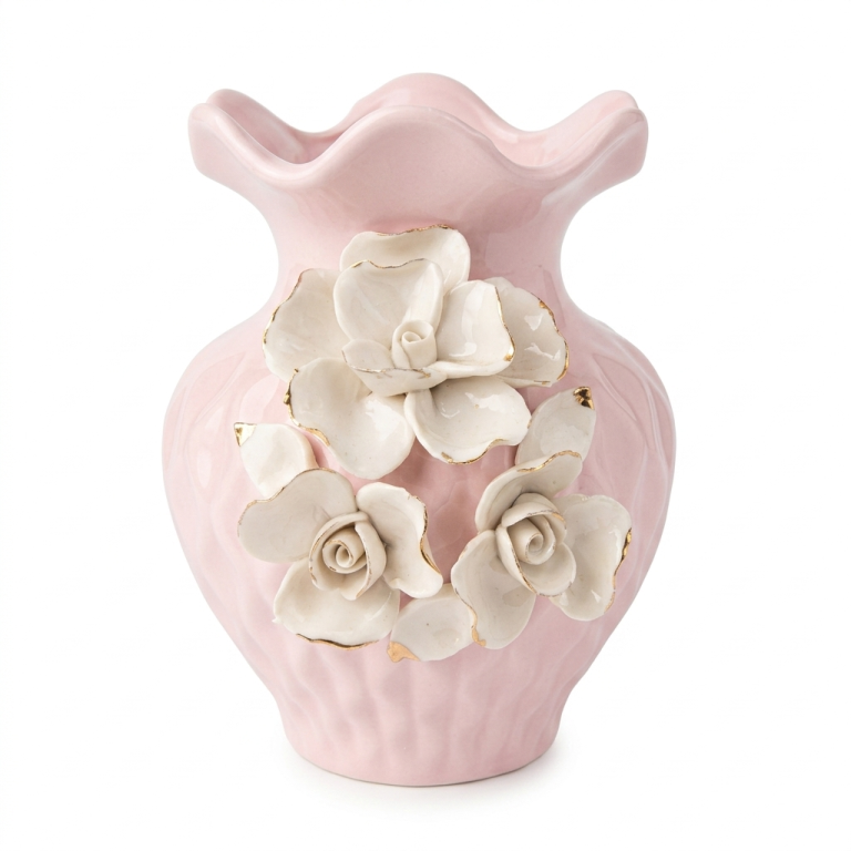 Jarrón Floral Rosa Pastel