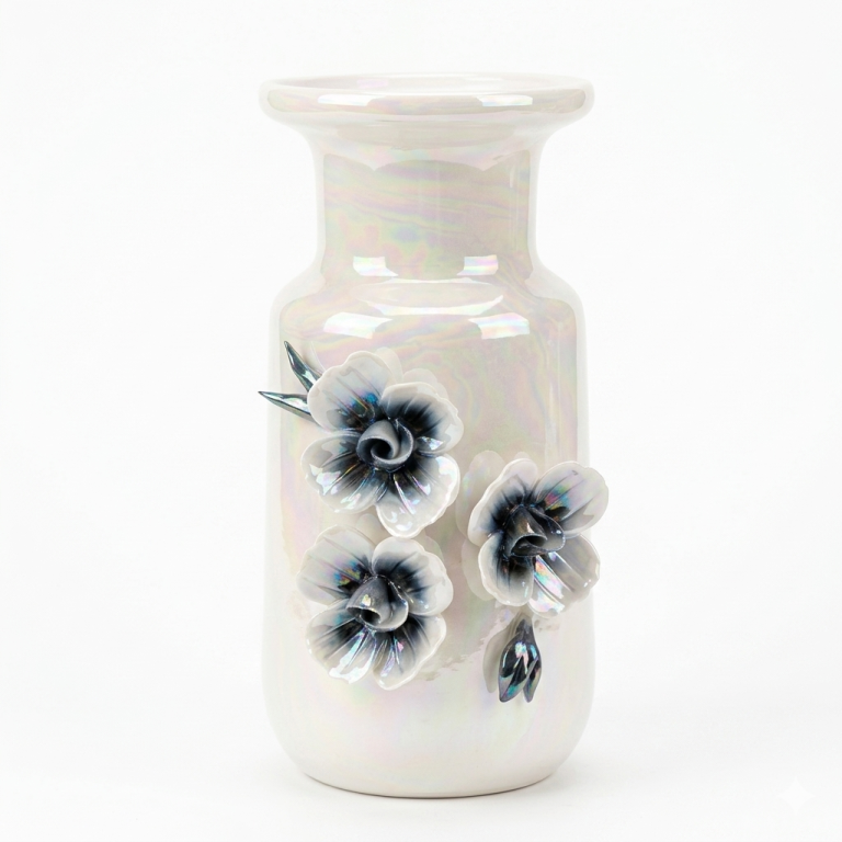 Jarrón Perlado Floral Alto