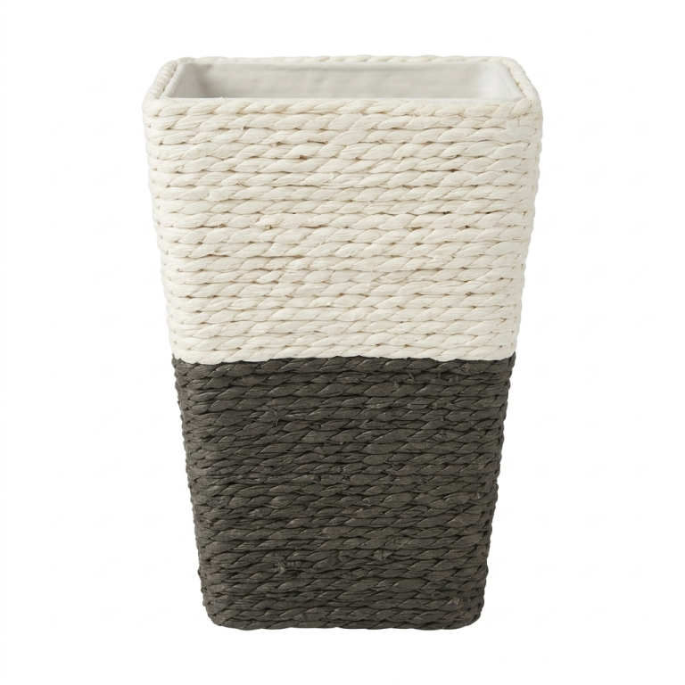 Jarrón Cuadrado de Fibras Naturales Gris