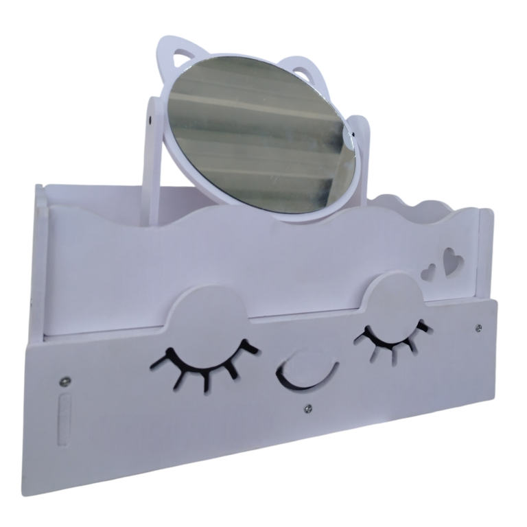 Organizador de Maquillaje con Espejo Tipo Gatito