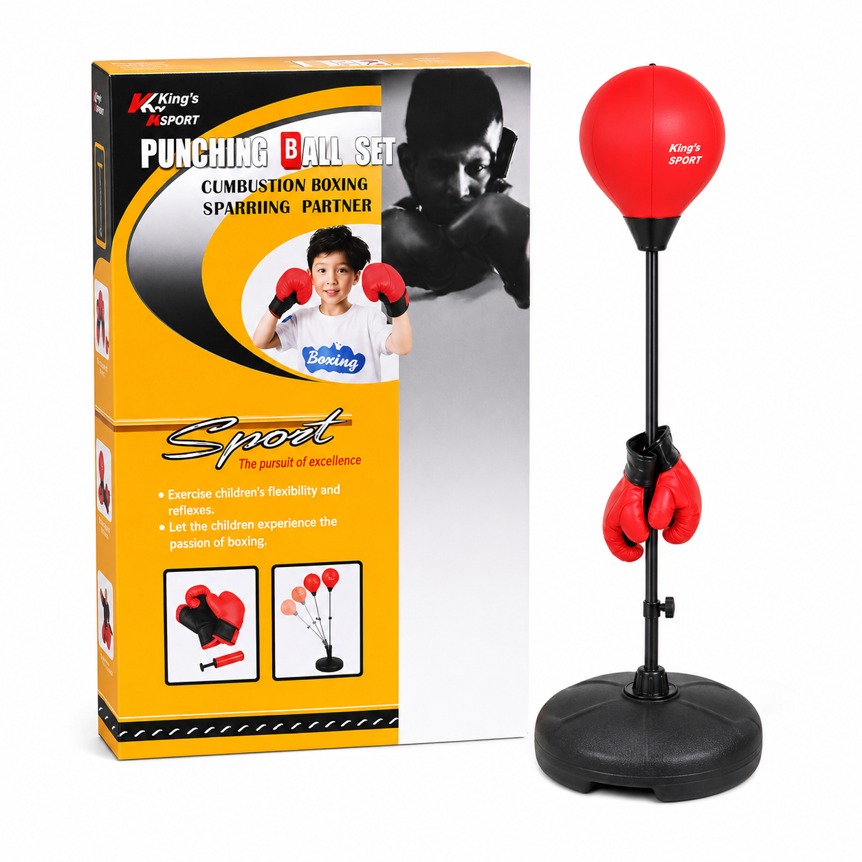 Set de Punching Ball con Guantes para Niños 1.2Mts.