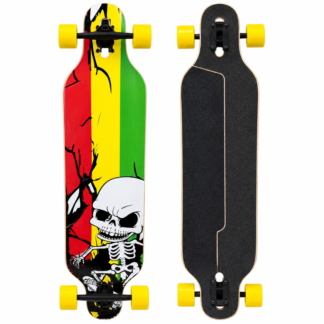 Patineta Longboard Skull Rasta