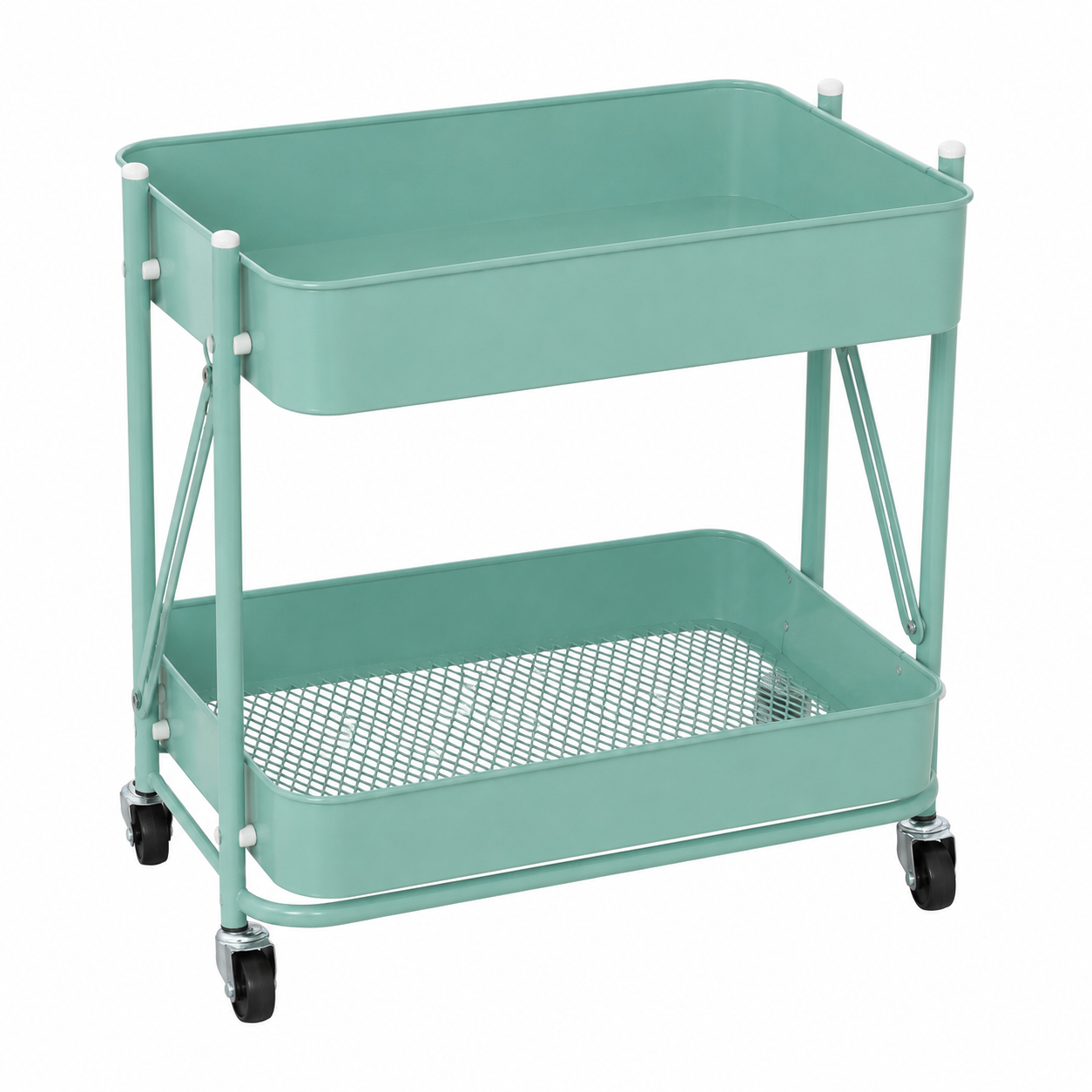 Carrito Organizador Metálico de 2 Niveles con Ruedas