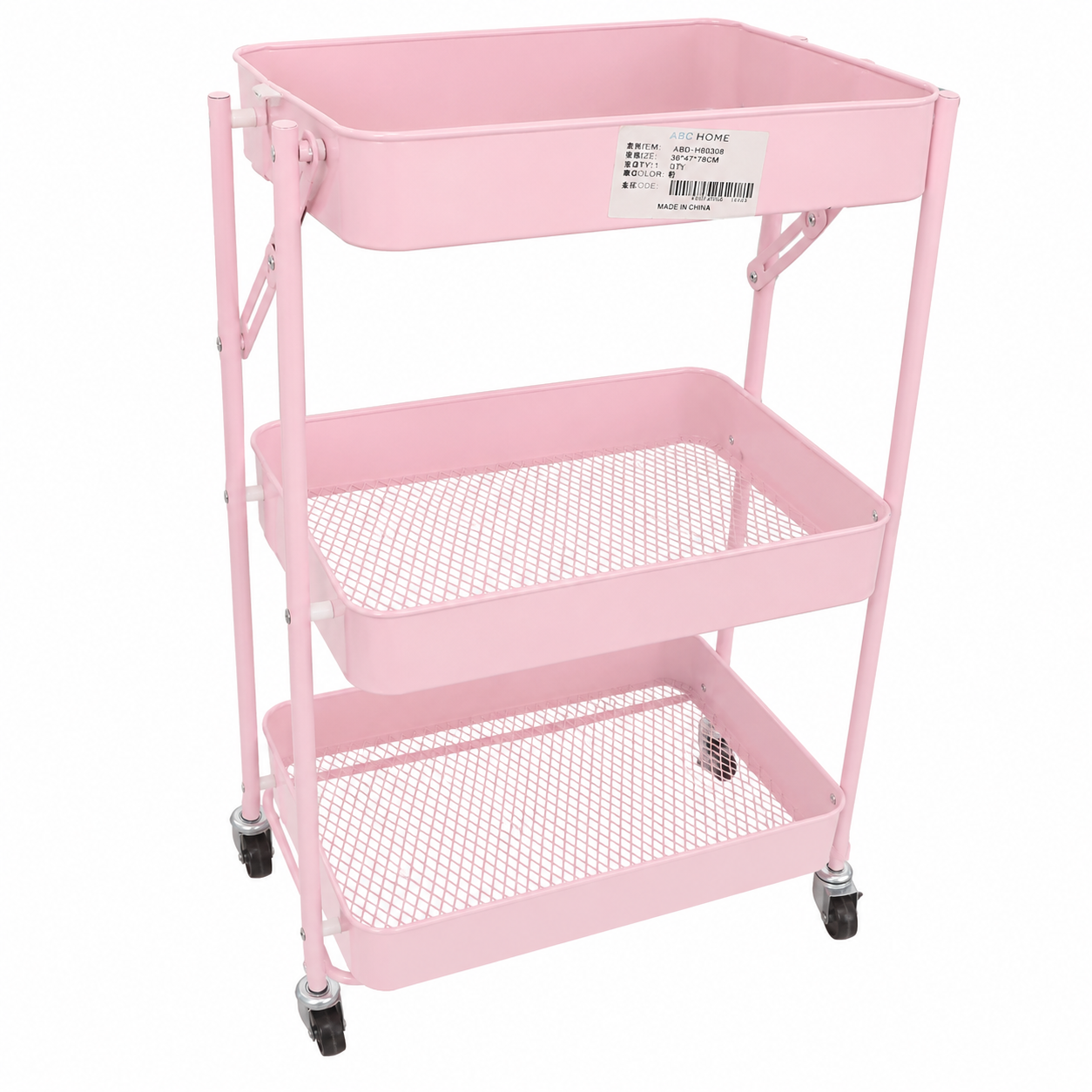 Carrito Organizador Metálico de 3 Niveles con Ruedas