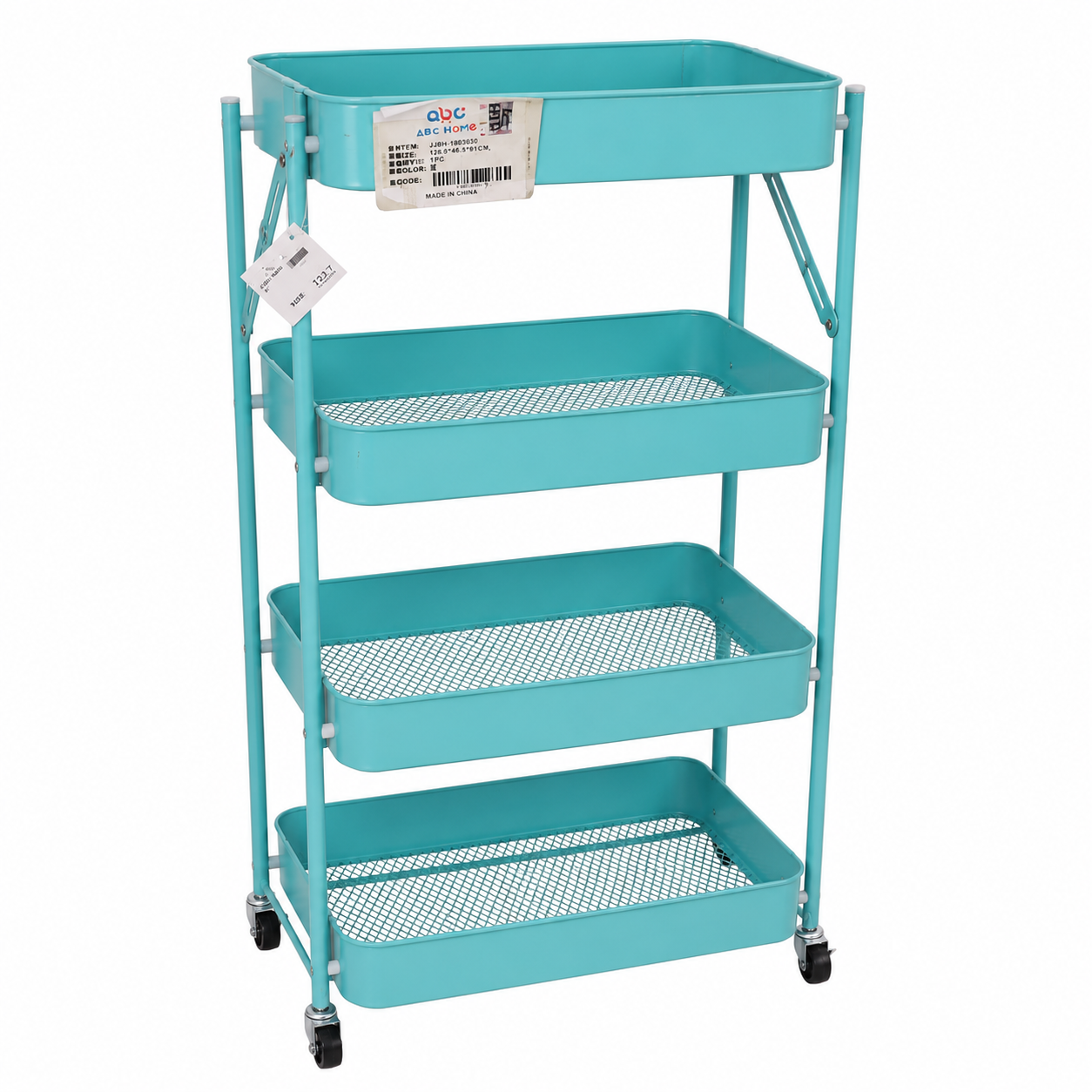 Carrito Organizador Metálico de 4 Niveles con Ruedas