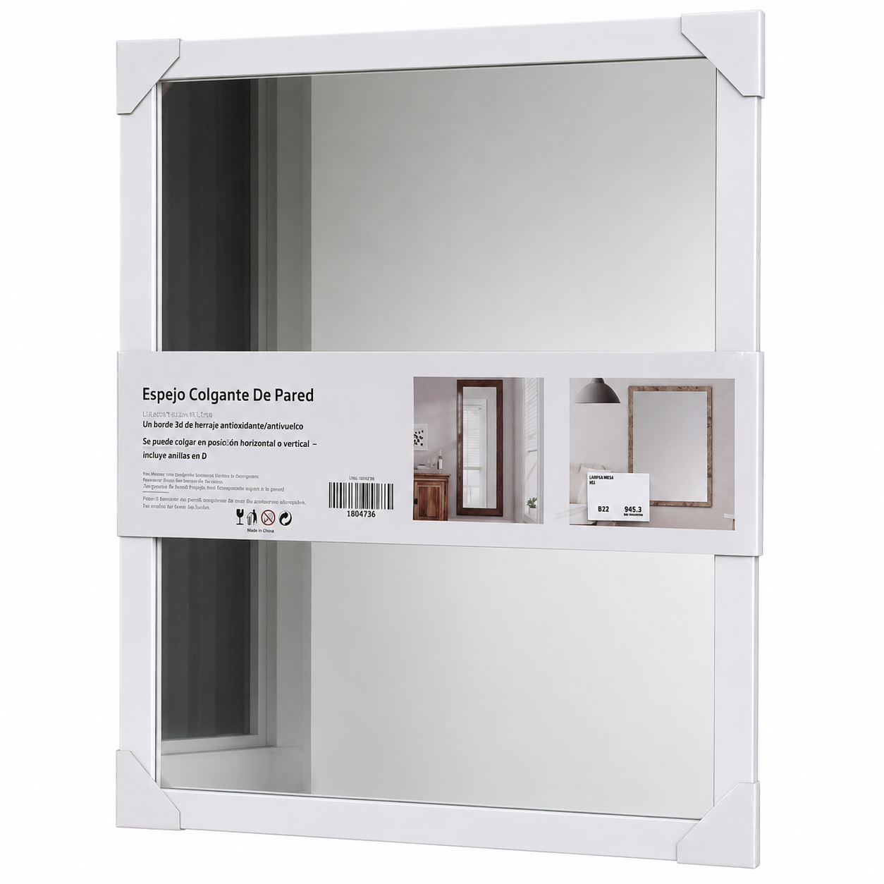 Espejo de Pared Blanco 55 cm X 75 cm