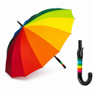 Sombrilla Arcoíris Multicolor con Mango Curvo