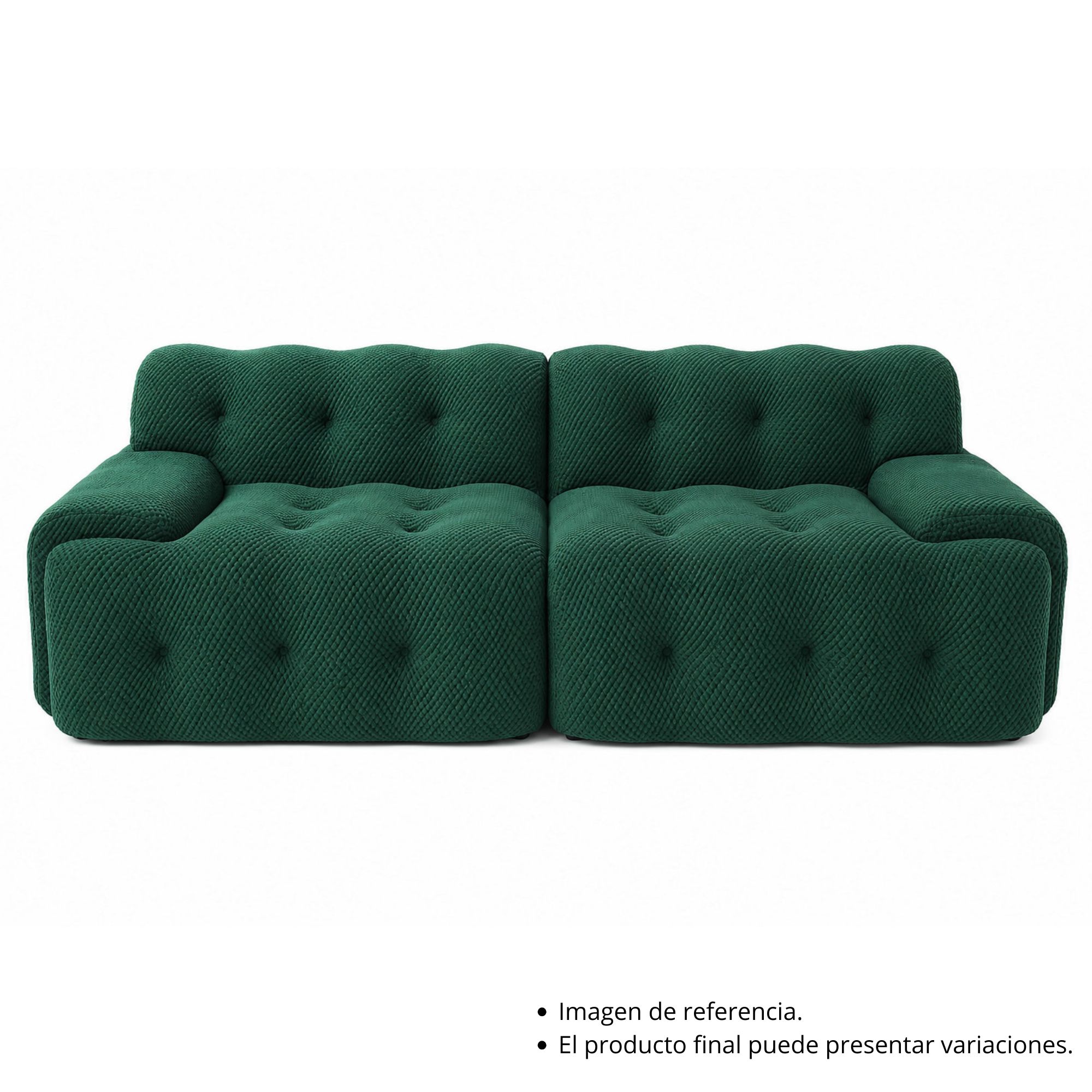 Sofá Contemporáneo Capitoné Verde Esmeralda