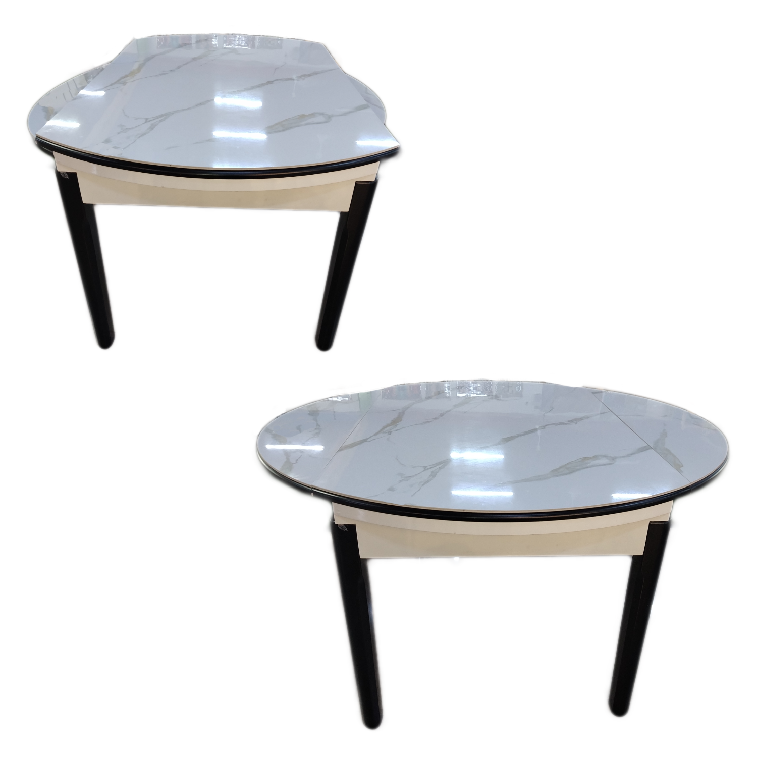 Mesa Redonda Extensible Marmoleada de 4 Patas