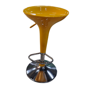 Banco Alto Giratorio Moderno Amarillo con Base Cromada