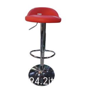 Banco Alto Giratorio Tapizado Rojo con Base Cromada