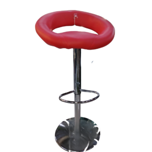 Banco Alto Giratorio Tapizado Rojo con Respaldo Circular