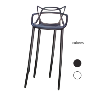 Banco Alto Moderno con Respaldo Decorativo y Patas Metálicas