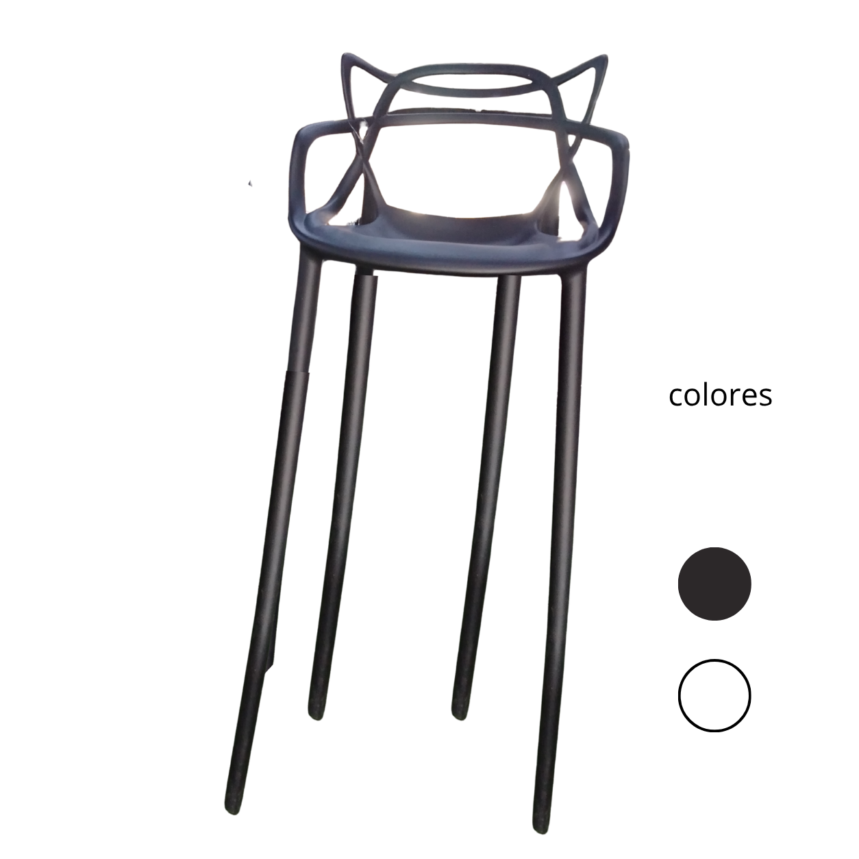 Banco Alto Moderno con Respaldo Decorativo y Patas Metálicas