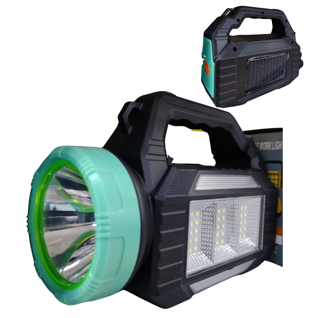 Linterna Solar LED Recargable con Luz COB y Power Bank