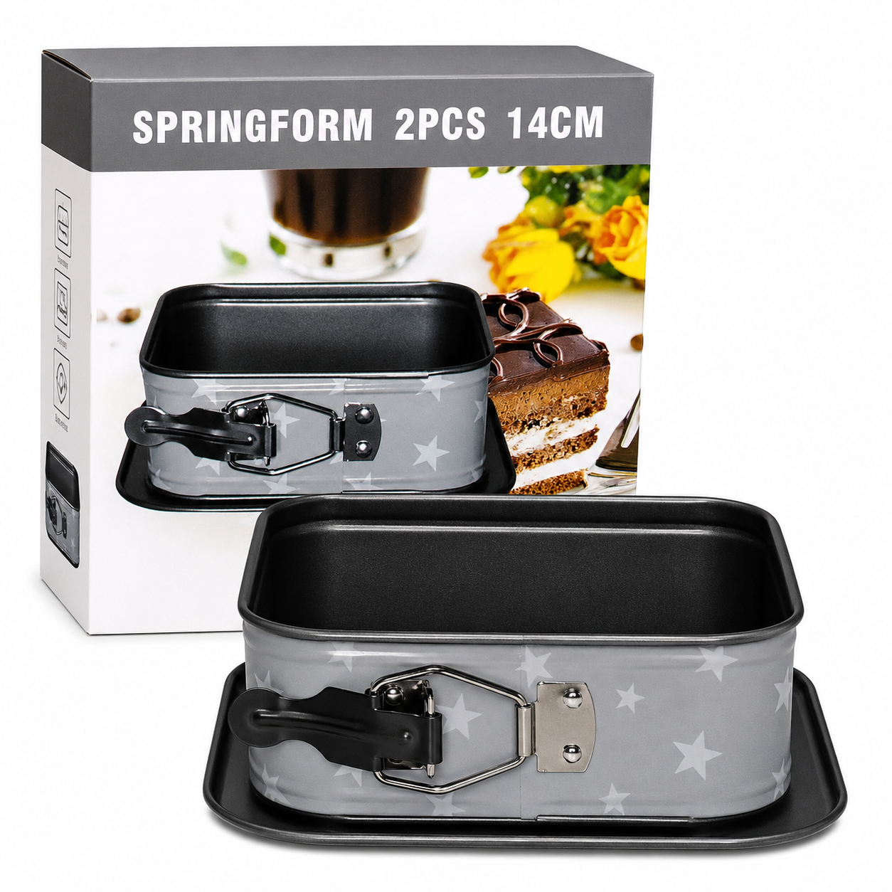 Molde Desmontable Cuadrado Springform 2 Piezas 14 cm – Repostería