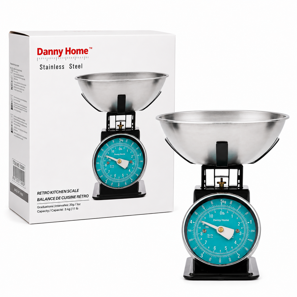 Báscula de Cocina Retro Danny Home Acero Inoxidable 5kg