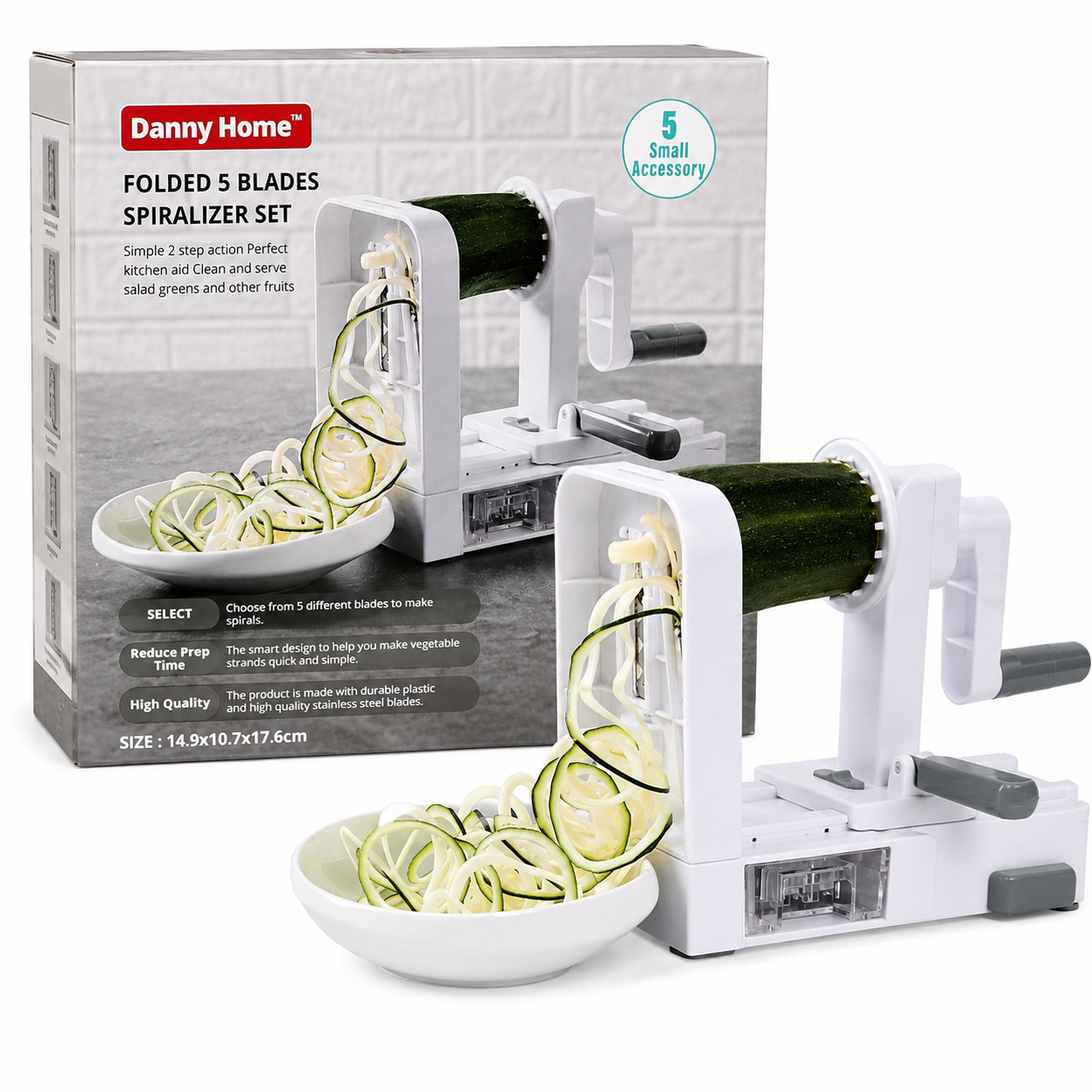 Espiralizador de Vegetales Plegable 5 Cuchillas Danny Home