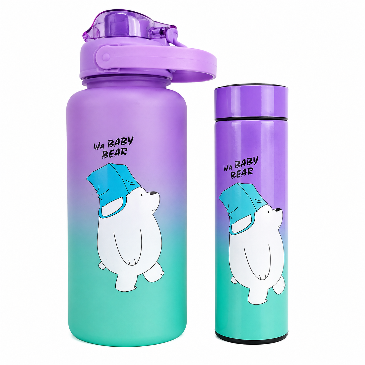 Set de Termos Baby Bear Degradado Morado/Turquesa – 2 Piezas