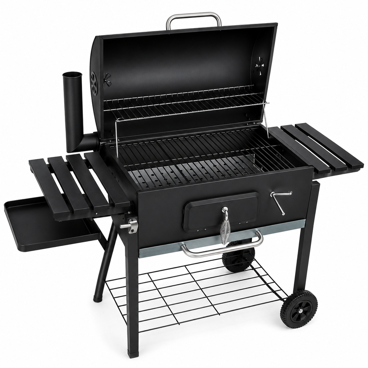 Ahumador Parrilla de Carbón con Cámara Lateral, Doble Rejilla – Ahumador / Fumador BBQ