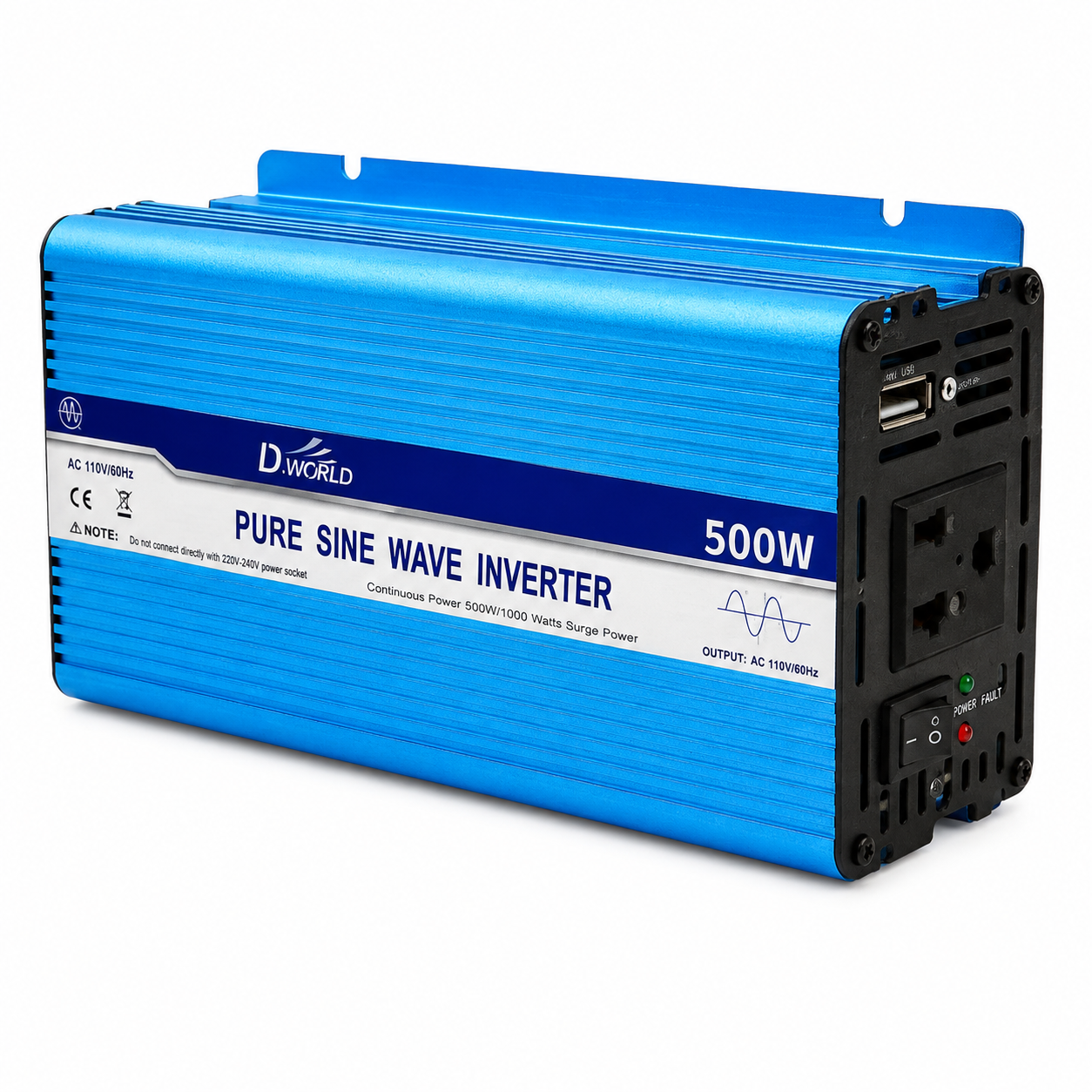 Inversor de Corriente D.World 500W Onda Senoidal Pura – Convertidor / Transformador – Ferretería y Herramientas