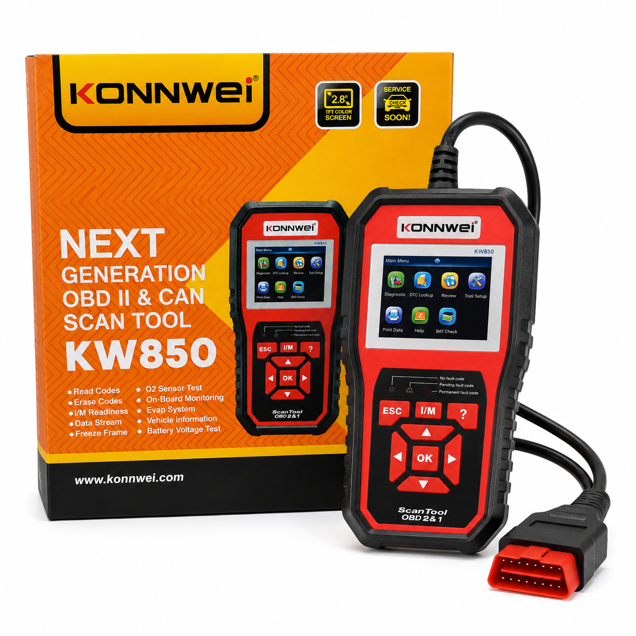 Escáner Automotriz OBD II Konnwei KW850 – Escáner / Diagnóstico de Carro – Ferretería y Herramientas