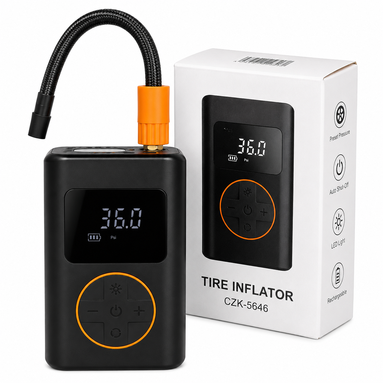 Bomba de Aire / Inflador Digital para Llantas CZK-5646 – Compresor de Aire