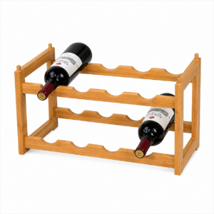 Botellero de madera de 2 niveles para 8 botellas