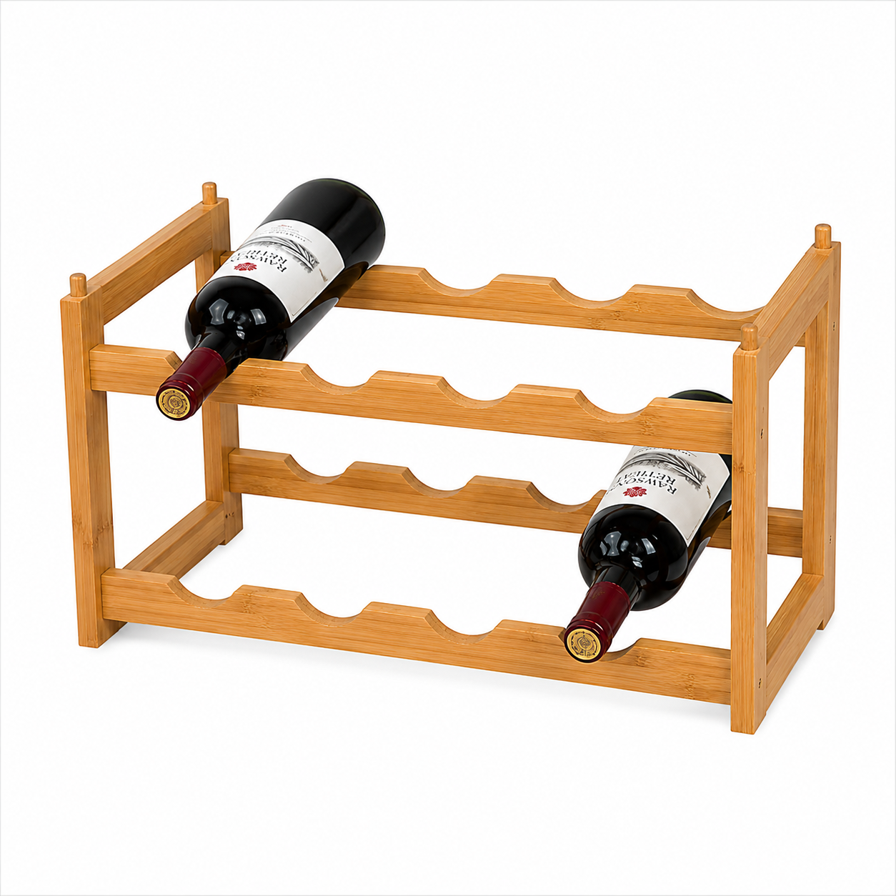 Botellero de madera de 2 niveles para 8 botellas