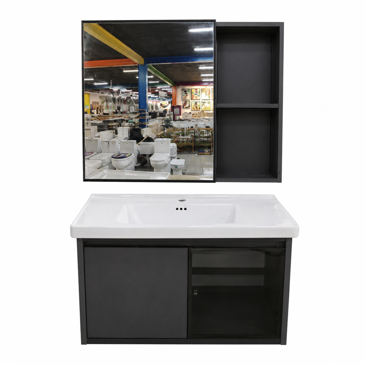 Combo Mueble Lavamanos con Espejo Botiquín – Juego de Baño / Set de Tocador